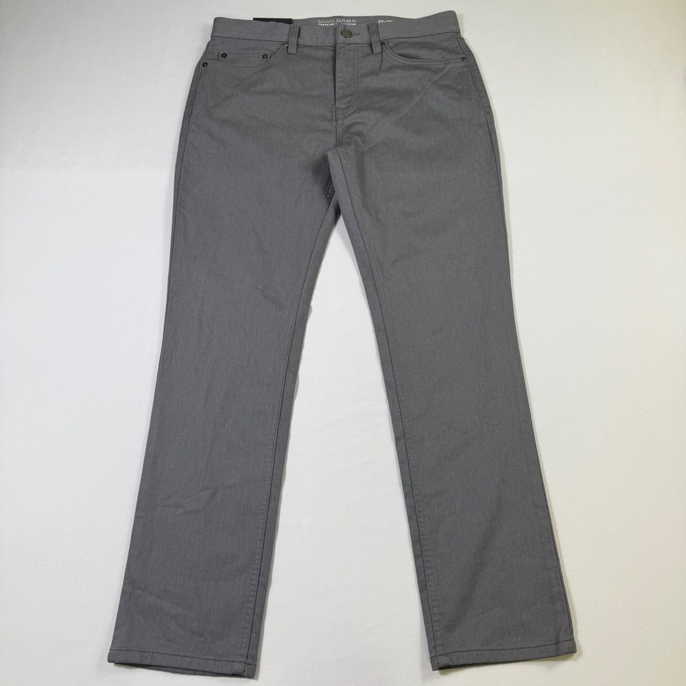 Banana Republic Traveler Pants Mens 32x30 Heathered Smoke Grey Slim Voyageur NEW